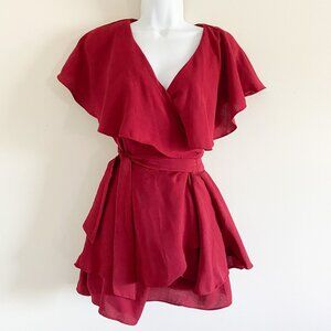 DO+BE Burgundy Wrap-Tie Romper